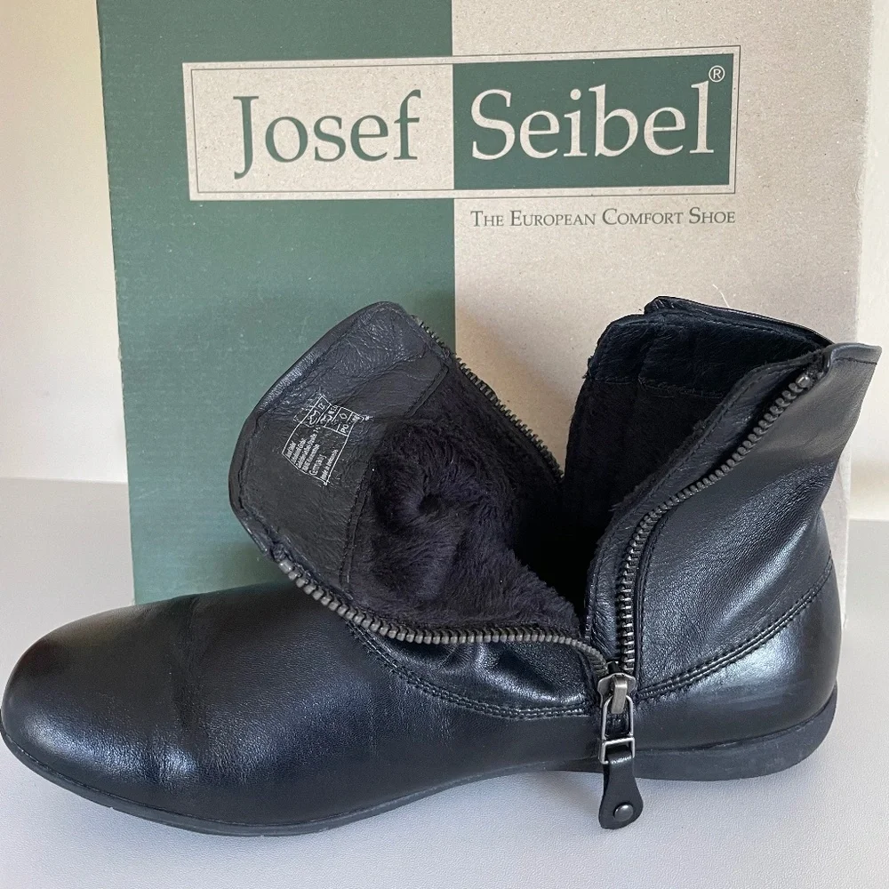 Josef Seibel Faye/Naly Black Leather Ankle Boots w/Zippers, Women's EU 40/ US 9 - Picture 8 of 16